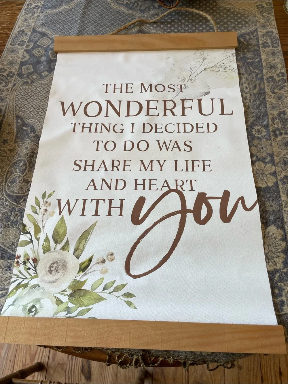 Romantic Wall Hanging Sign in Brown and Green